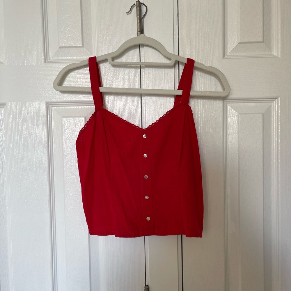 abercrombie red crop top